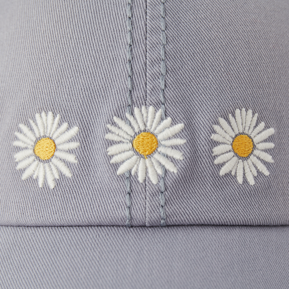 Life Is Good Three Painted Daisies Sunwashed Chill Cap - Stone Blue