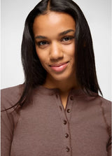 Prana Touchstone Henley Long Sleeve - Carob Heather