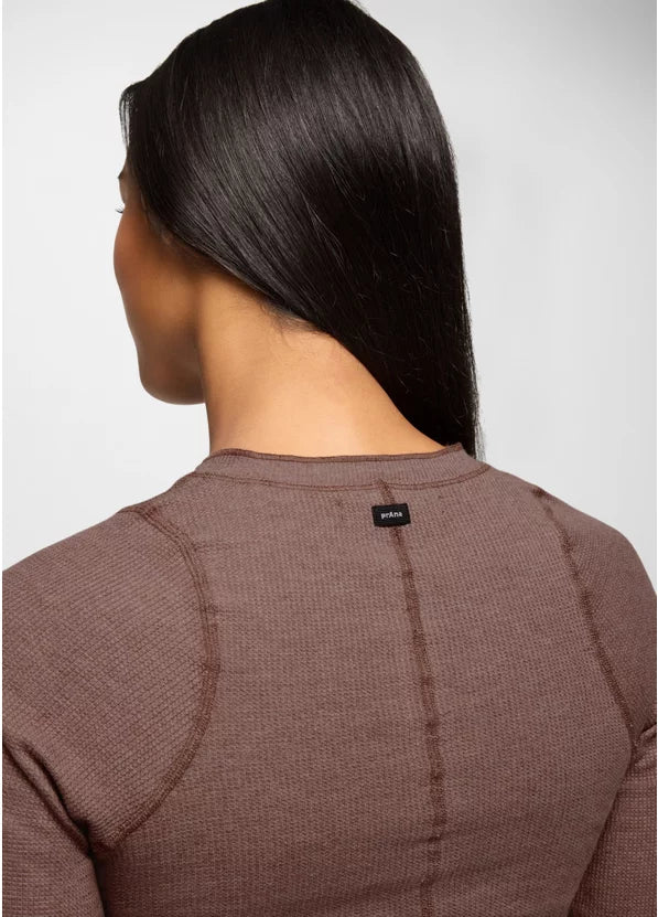 Prana Touchstone Henley Long Sleeve - Carob Heather