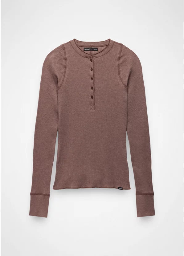 Prana Touchstone Henley Long Sleeve - Carob Heather
