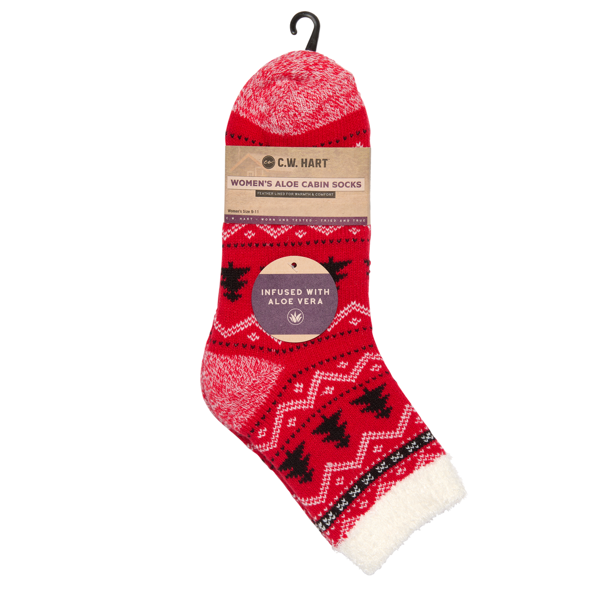 C.W. Hart Cozy Cabin Tree Sock With Aloe - Red/Black/White Red/Black/White