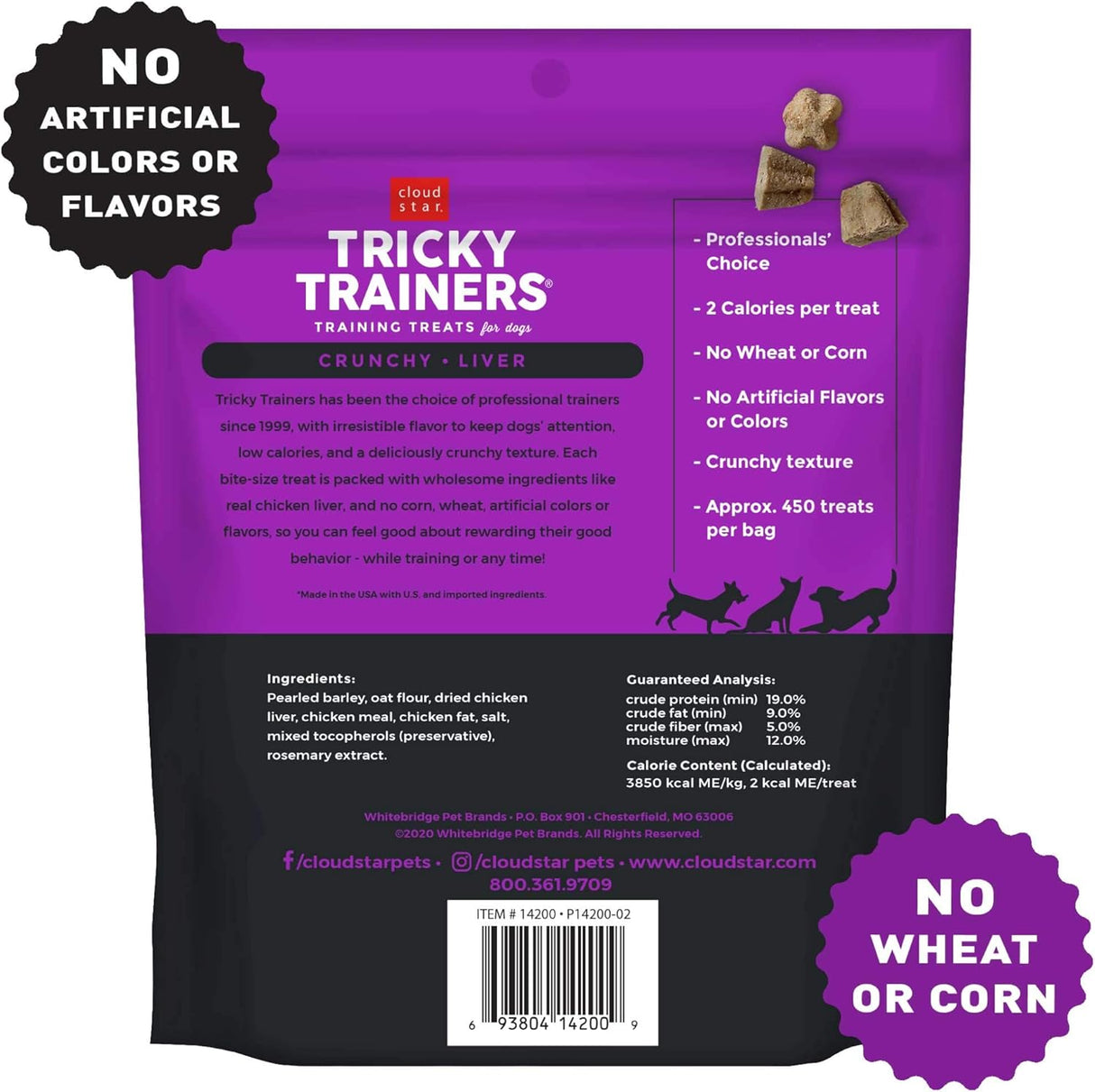 Cloudstar Tricky Trainers Crunchy Dog Treats with Chicken Liver - 8oz