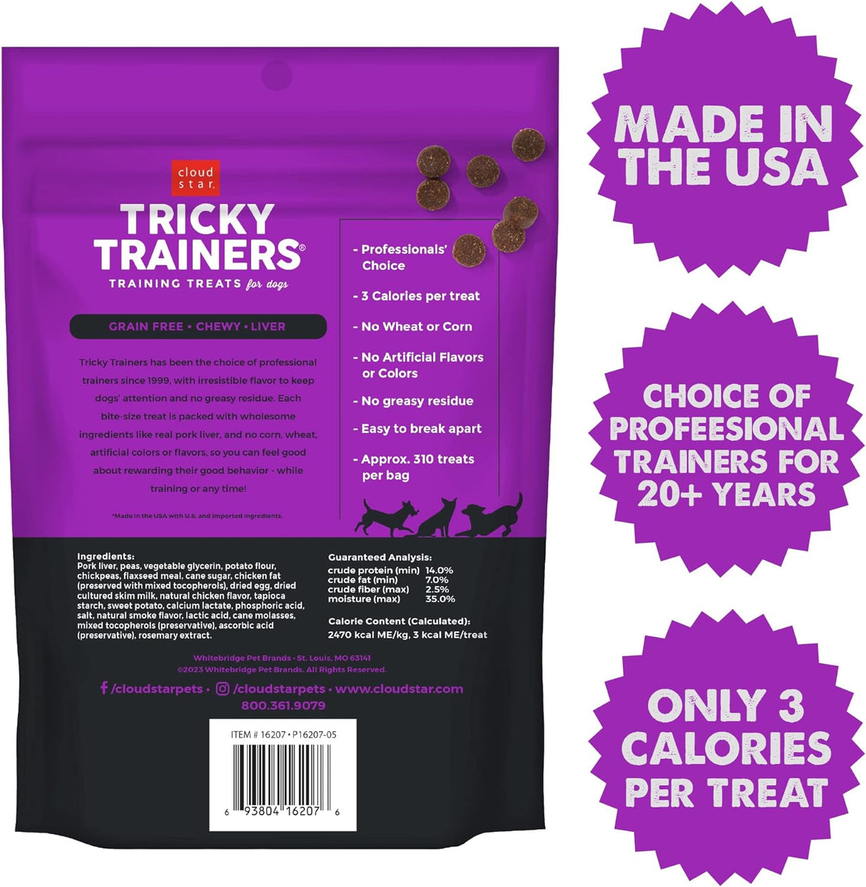 Cloudstar Tricky Trainers Grain Free Soft & Chewy Dog Treats with Liver - 12oz