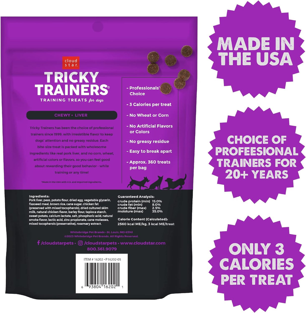 Cloudstar Tricky Trainers Soft & Chewy Dog Treats with Liver - 5oz & 14oz