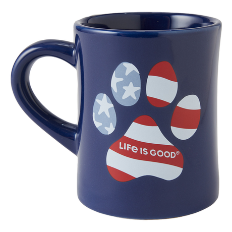 Life Is Good US Flag Paw Diner Mug - Darkest Blue Darkest Blue