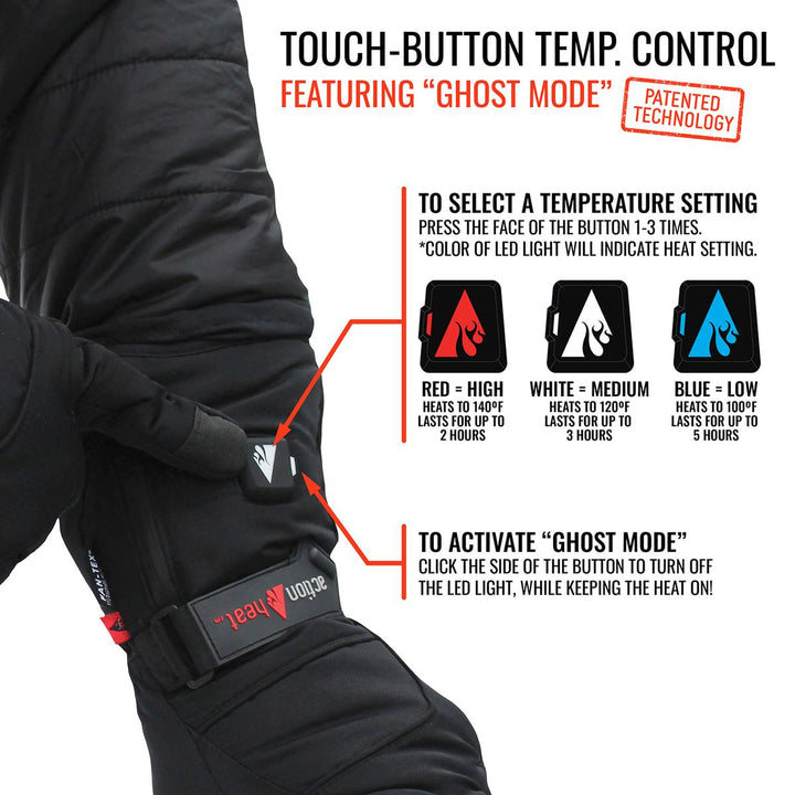 Action Heat Men's 5V Battery Heated Snow Gloves - Black Black