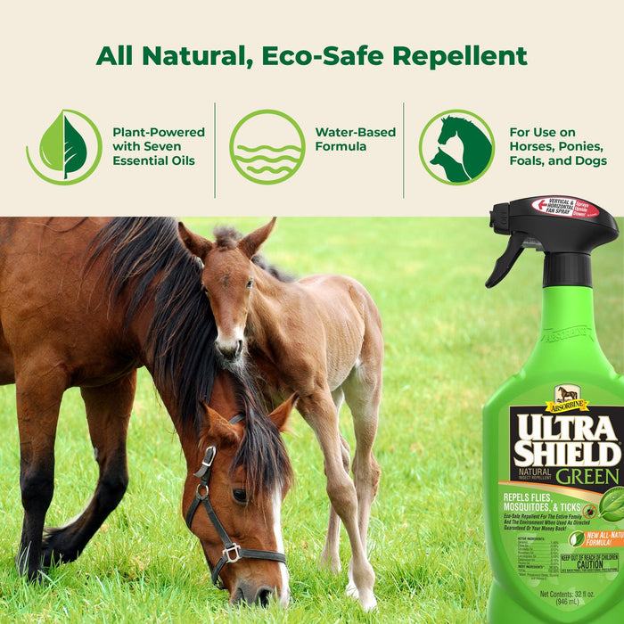 Absorbine UltraShield Green Natural Fly Repellent - (32oz & 1 Gallon)