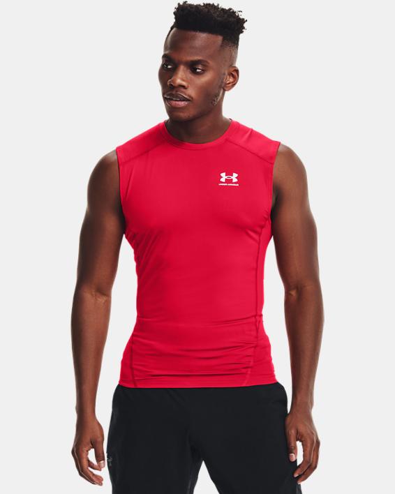 Under Armour Men's Heatgear Sleeveless Red white