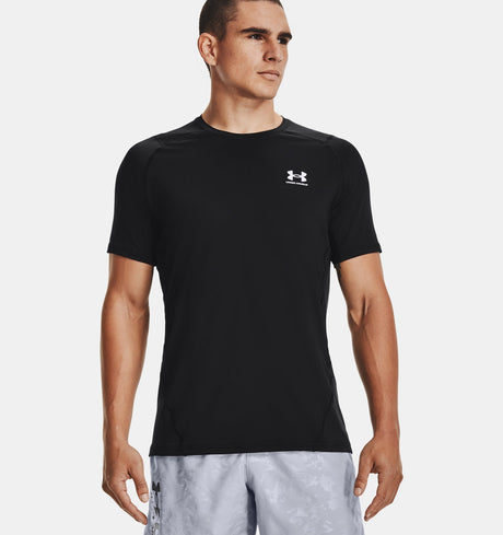 Under Armour Men's HeatGear Fitted Short Sleeve Black white