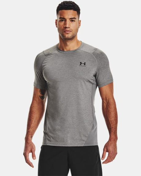 Under Armour Men's HeatGear Fitted Short Sleeve Carbonheather black