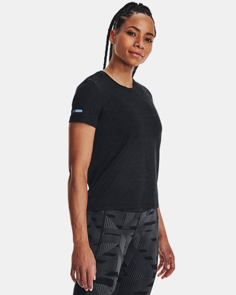 Under Armour Women's UA Seamless Stride Short-Sleeve - Black/Black/Reflective Black/Black/Reflective