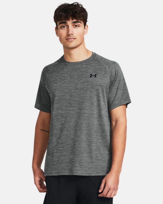 Under Armour Men's UA Tech Textured Short-Sleeve - Castlerock/Black Castlerock/Black