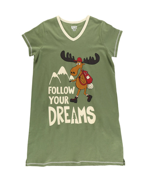 Lazy One Follow Your Dreams Moose Women's V-neck Nightshirt