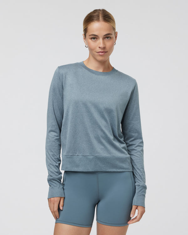 Vuori Women's Daydream Crew - Smoke Blue Heather Smoke Blue Heather