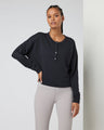 Vuori Women's Long-Sleeve Oversize Henley - Black Black