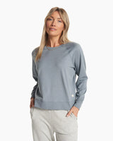 Vuori Womens Long Sleeve Halo Crew Ecru heather