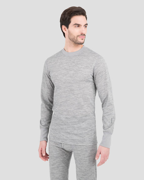 Terramar Men's 3.0 Heritage Heavyweight Merino Wool Bi-layer Thermal Crew Shirt Heather grey