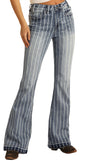 Panhandle Slim Women's High Rise Extra Stretch Striped Trouser Jean Medium_wash_stripe