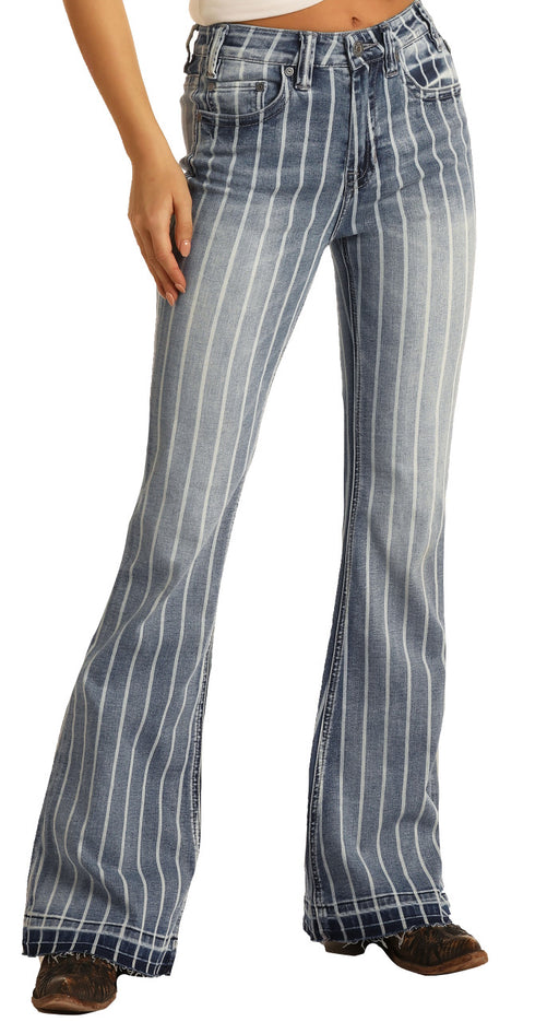 Panhandle Slim Women's High Rise Extra Stretch Striped Trouser Jean Medium_wash_stripe