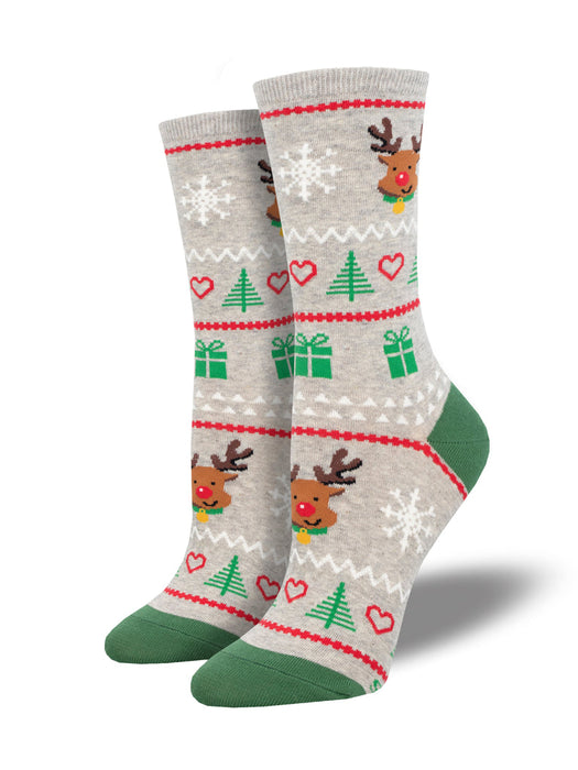 Socksmith Reindeer Fair Isle - Cotton Crew Socks