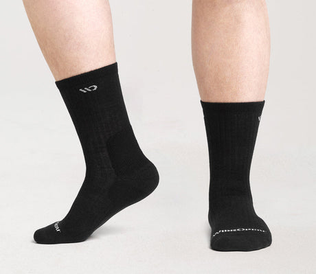 Wide Open Men's Solid Midweight Cushioned Micro Crew Sock - Black Black