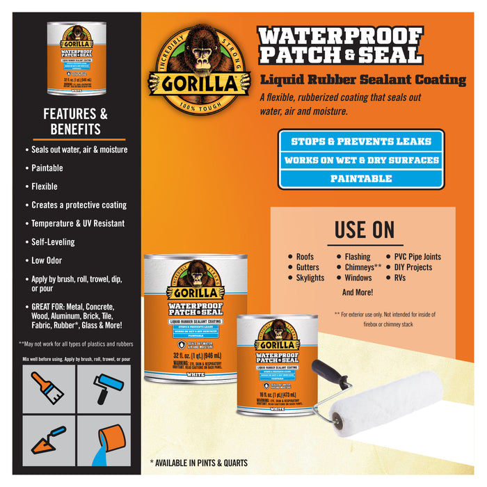 Gorilla Glue 32 OZ Waterproof Patch & Seal Liquid - WHITE