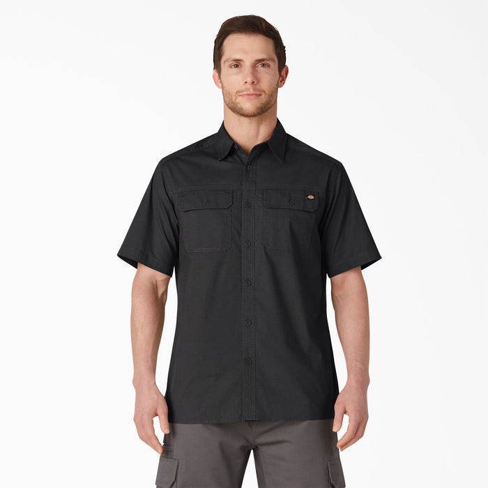 Dickies Men's Short Sleeve Ripstop Work Shirt Rinsed black
