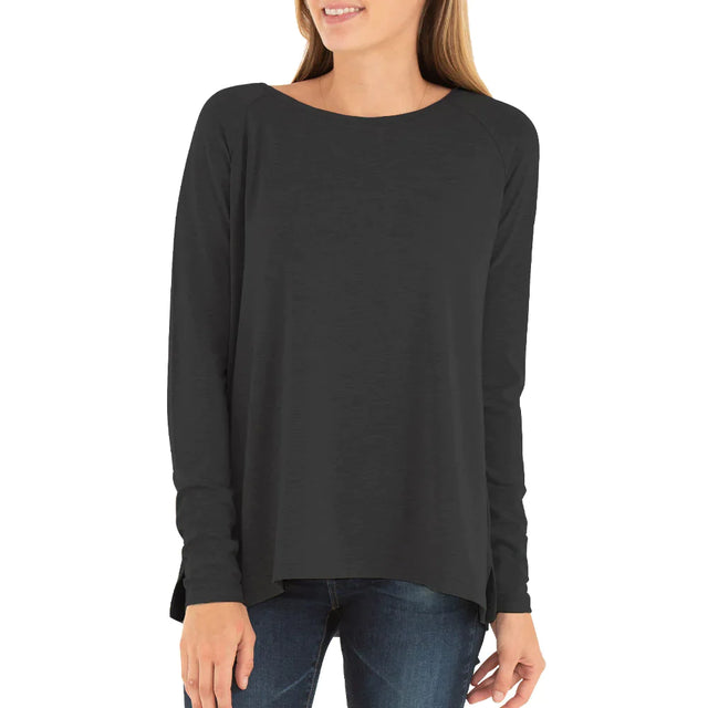 Free Fly Apparel Women's Bamboo Everyday Flex Long Sleeve Heather black