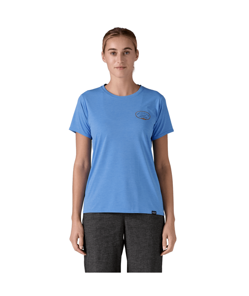 Patagonia W's Capilene Cool Daily Graphic Shirt - Lands - Clean Climb Roots / Abundant Blue X-Dye