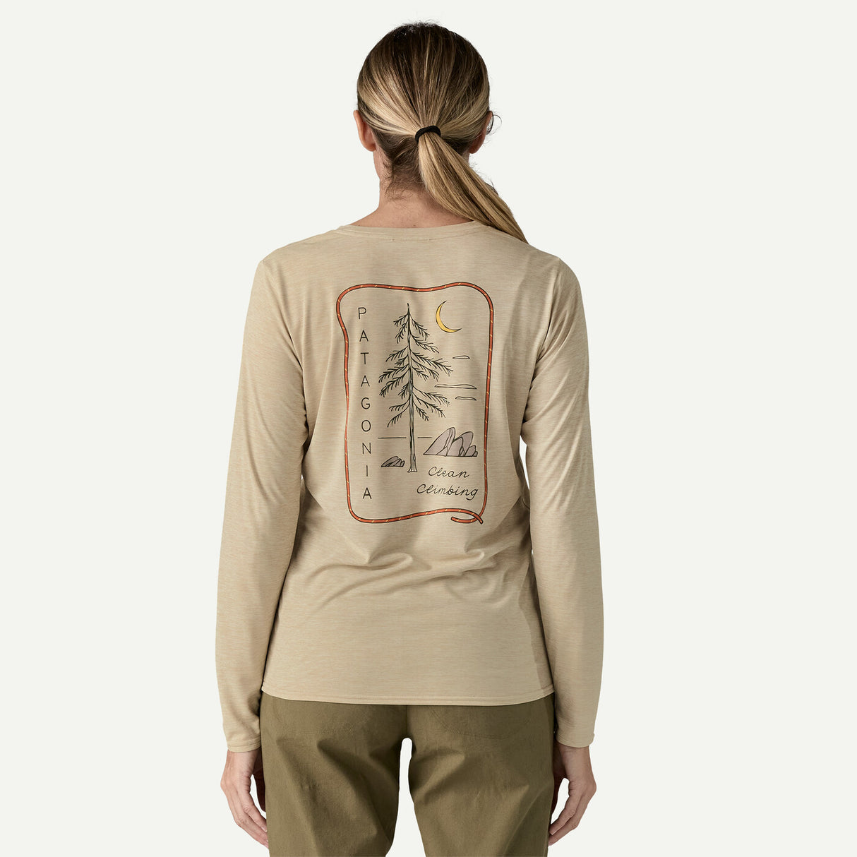 Patagonia W's Long Sleeve Capilene Cool Daily Graphic Shirt - Lands - Clean Climb Roots / Pumice X-Dye