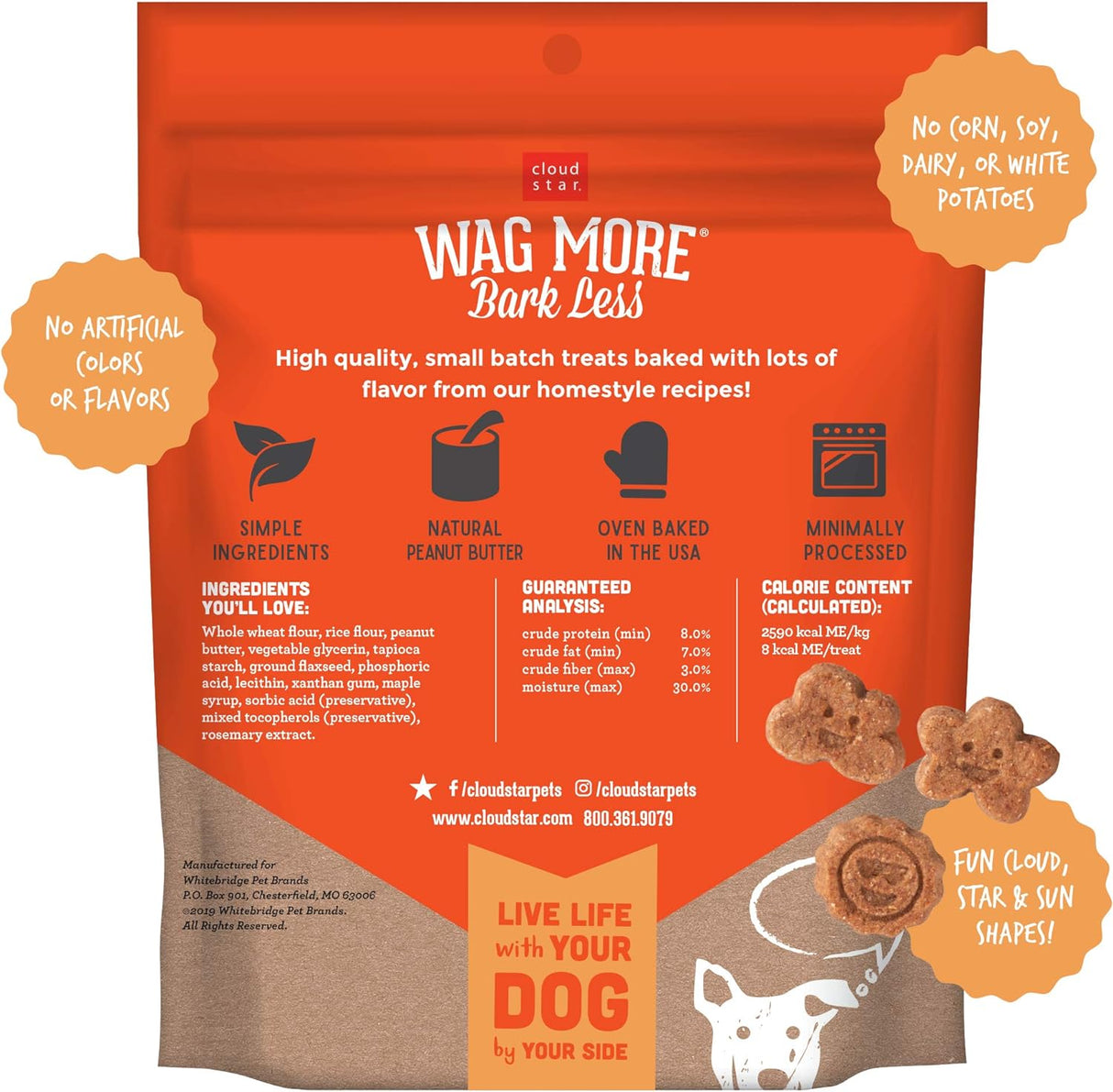 Cloudstar Wag More Bark Less Grain Free Soft & Chewy Peanut Butter Dog Treats - 20oz