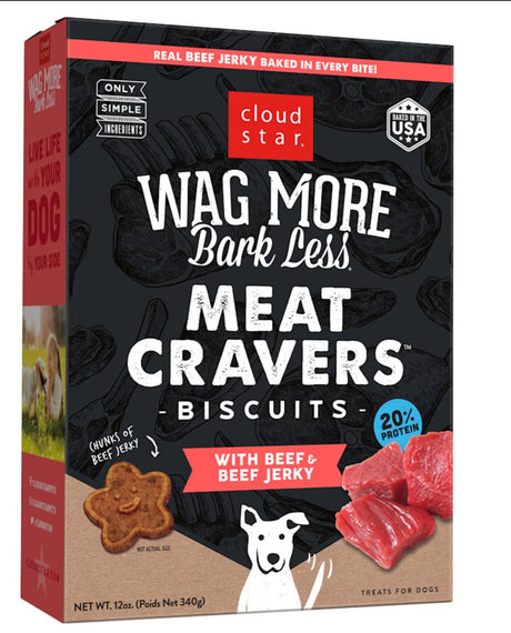 Cloudstar Wag More Bark Less Meat Cravers Dog Biscuits (Beef & Beef Jerky) - 12oz / Beef & Beef Jerky