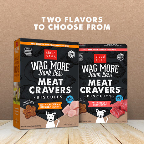 Cloudstar Wag More Bark Less Meat Cravers Dog Biscuits (Beef & Beef Jerky) - 12oz