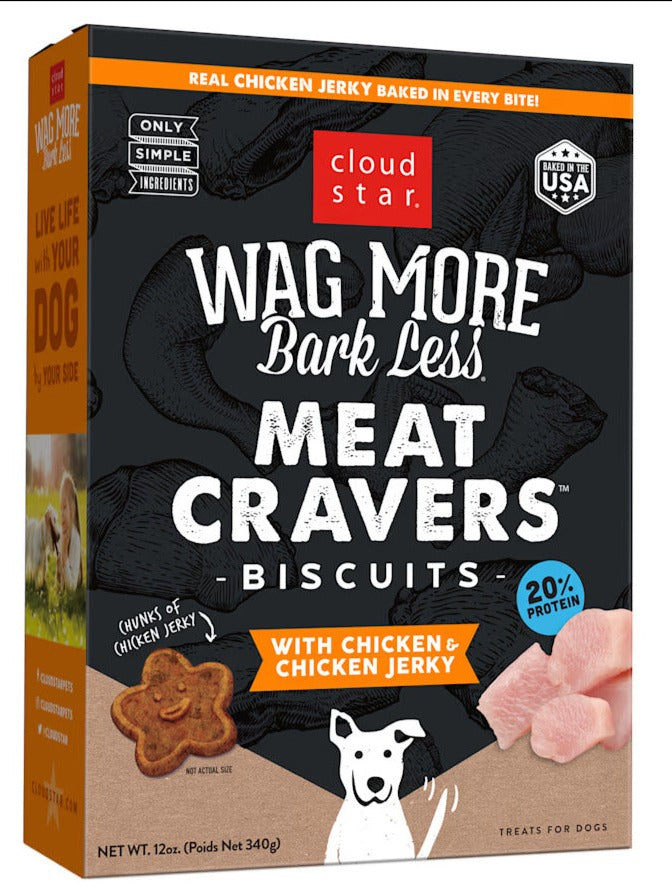 Cloudstar Wag More Bark Less Meat Cravers Dog Biscuits (Chicken & Chicken Jerky) - 12oz / Chicken & Chicken Jerky