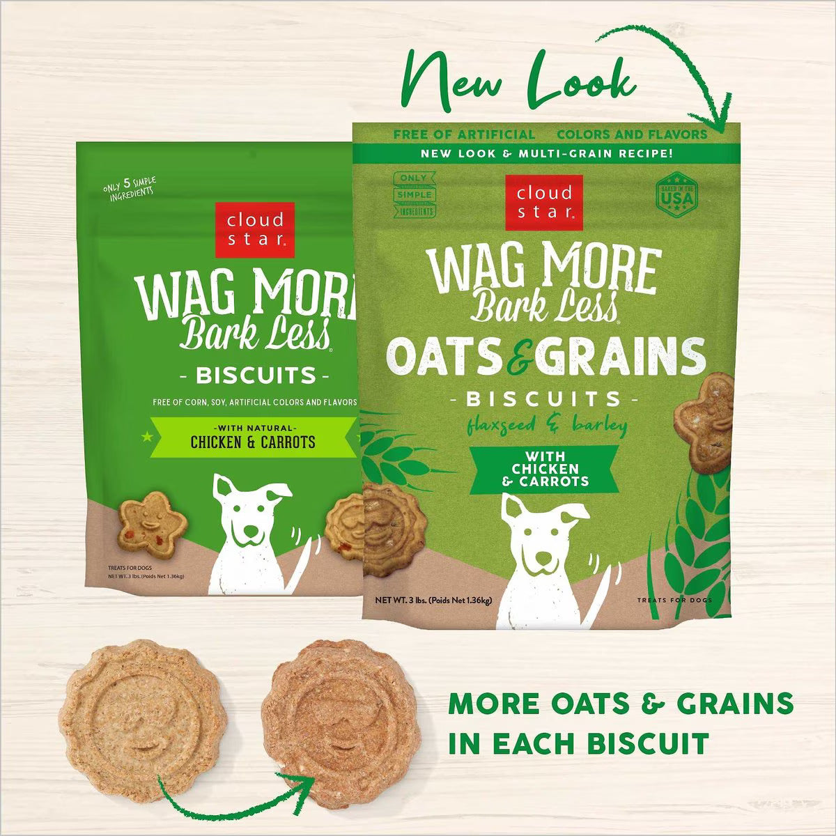 Cloudstar Wag More Bark Less Oven Baked Dog Biscuits (Chicken & Carrots) - 3lbs