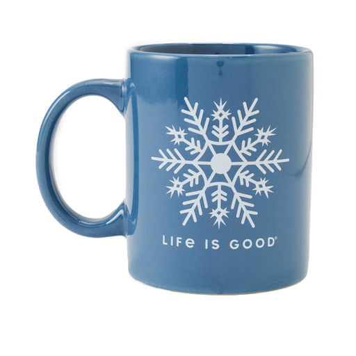 Life Is Good Watercolor Snowflake Jake's Mug Smoky blue