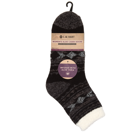 C.W. Hart Cozy Cabin Western Sock With Aloe - Black Marled Black Marled