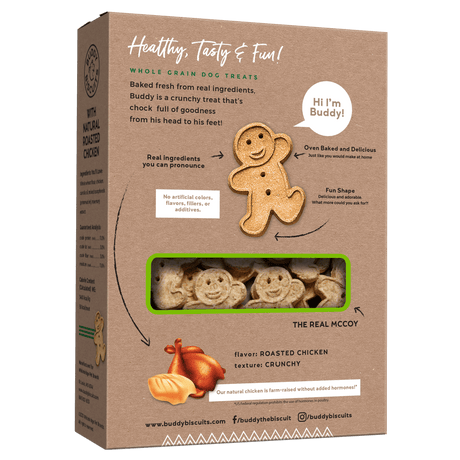 Buddy Biscuit Whole Grain Oven Baked Dog Treats (Roasted Chicken) - 16oz & 3.5lbs