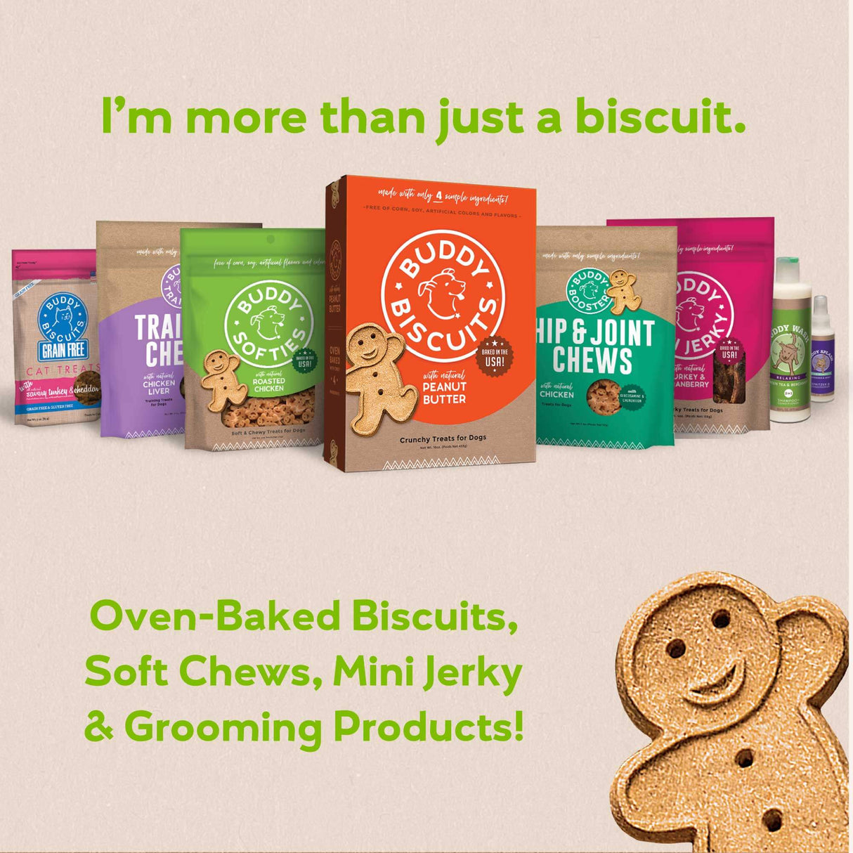 Buddy Biscuit Whole Grain Oven Baked Dog Treats (Roasted Chicken) - 16oz & 3.5lbs