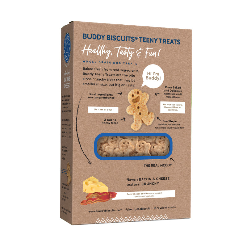 Buddy Biscuit Whole Grain Oven Baked Teeny Dog Treats (Bacon & Cheese) - 8oz