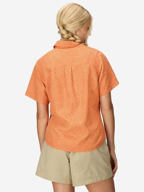 Marmot Womens AirExchange Novelty Short Sleeve Collared Shirt UPF 40 - Pomelo Mini Bloom