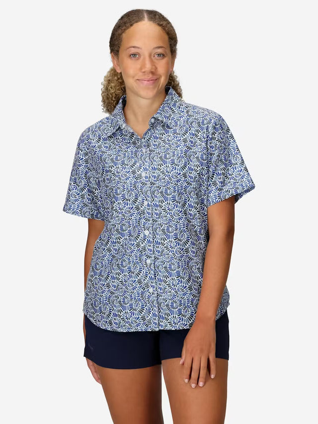 Marmot Womens AirExchange Perforated Short Sleeve Pattern Shirt - Vapor Sunburst Vapor Sunburst