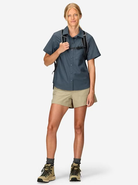 Marmot Womens AirExchange Short Sleeve Collared Shirt UPF 40 - Thunderhead