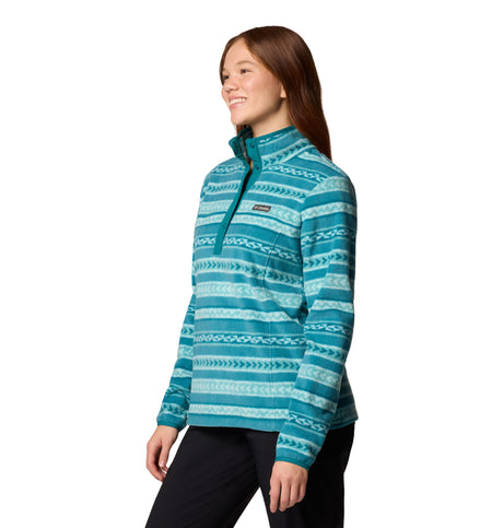 Columbia Womens Benton Springs Printed Half Snap Fleece Pullover - River Blue Beached