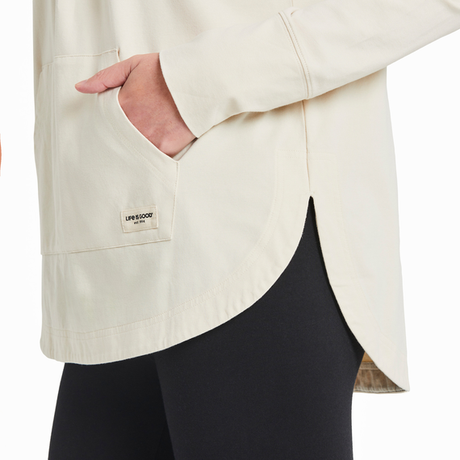 Life Is Good Women&#39;s Breathe Forest Crusher-FLEX Hoodie Tunic - Putty White