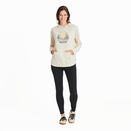Life Is Good Women&#39;s Breathe Forest Crusher-FLEX Hoodie Tunic - Putty White