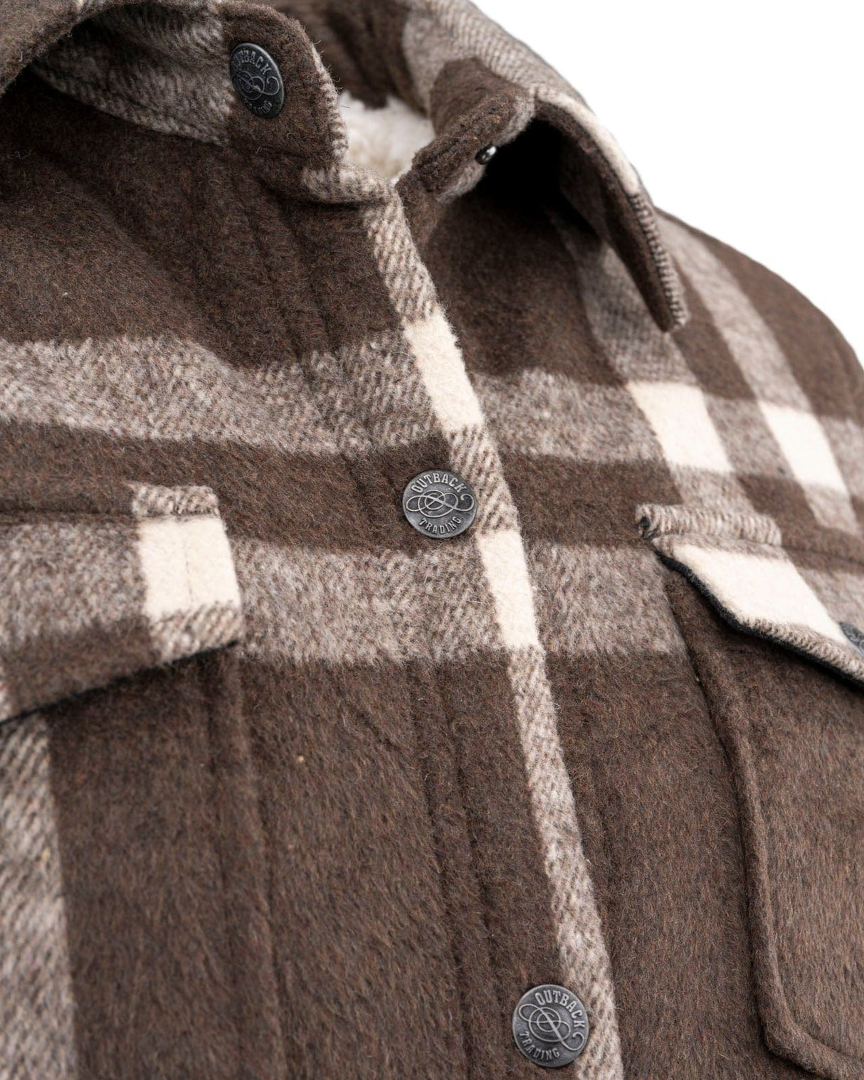 Outback Trading Co. Women's C'Anne Jacket - Creme & Brown Plaid