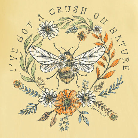 Life Is Good Womens Crush On Nature Bee Short Sleeve Crusher Vee - Sandy Yellow