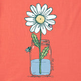 Life Is Good Womens Daisy Jar Short Sleeve Tee - Mango Orange