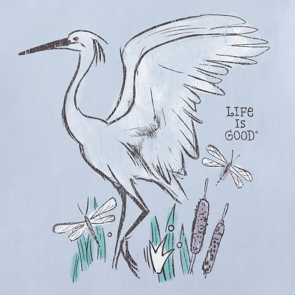 Life Is Good Womens Egret Short Sleeve Crusher Tee - Glacier Blue